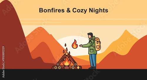 Outdoor Adventure Campfire Gathering Warm Evening Scene