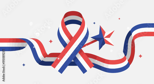 Patriotic Ribbon And Star Celebration Graphic Element