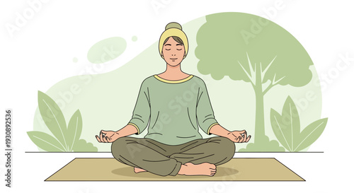 Peaceful Meditation Outdoors Serene Mindful Person Practicing Yoga In Nature