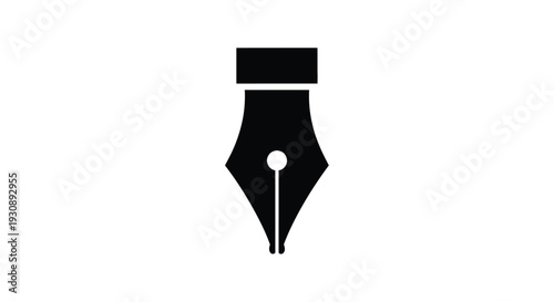 Black fountain pen nib icon on white background for writing and drawing