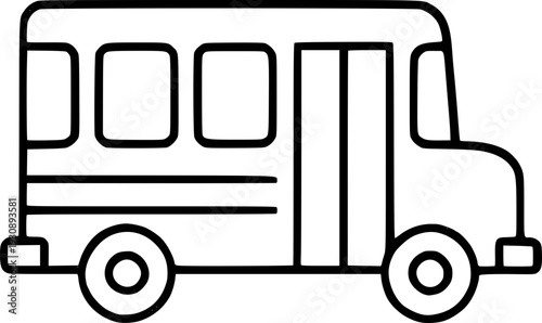 Minimalist and clean vector outline of a school bus. Perfect for educational designs, posters, presentations, websites, social media, and learning materials.