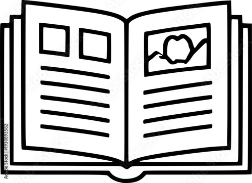 Minimalist and clean vector outline of an open book Perfect for educational designs, posters, presentations, websites, social media, and learning materials.