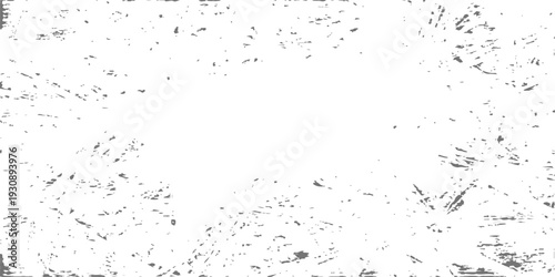 White abstract grunge background with distressed gray border texture and weathered halftone grain for vintage design