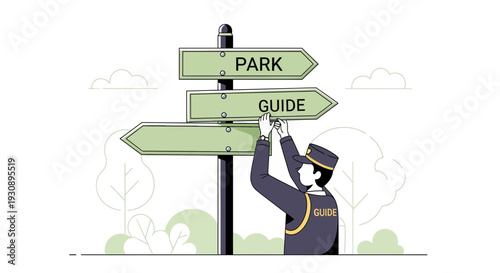 Person Adjusting Direction Signpost Offering Choices