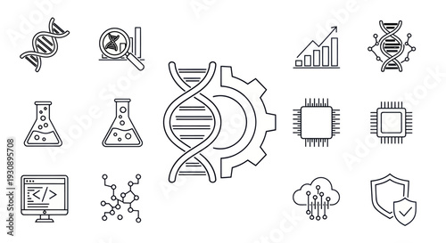 Science Technology Development Outline Icons Set
