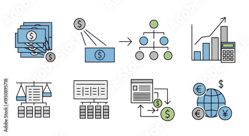 Financial business growth icons