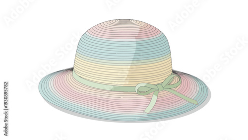 Striped straw hat with a ribbon and bow