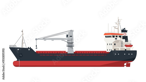 Industrial Cargo Ship Illustration for Global Maritime Freight