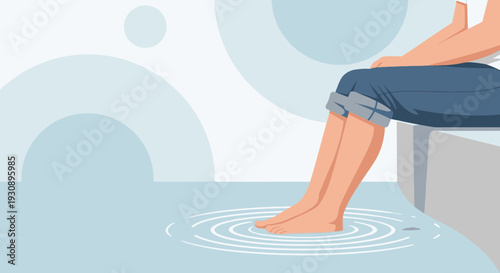 Person Dipping Feet In Water, Relaxing And Cooling Down, Serene And Peaceful Vibe