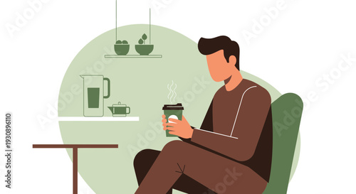 Person Enjoying Hot Beverage In Cozy Interior Setting
