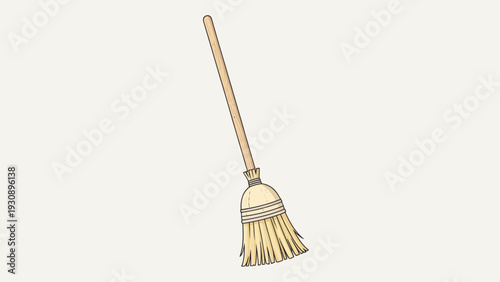 A simple illustration of a broom on a plain background.