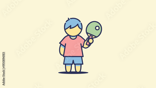 Child holding a ping pong paddle