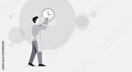 Person Polishing A Wall Clock Maintaining Cleanliness And Order