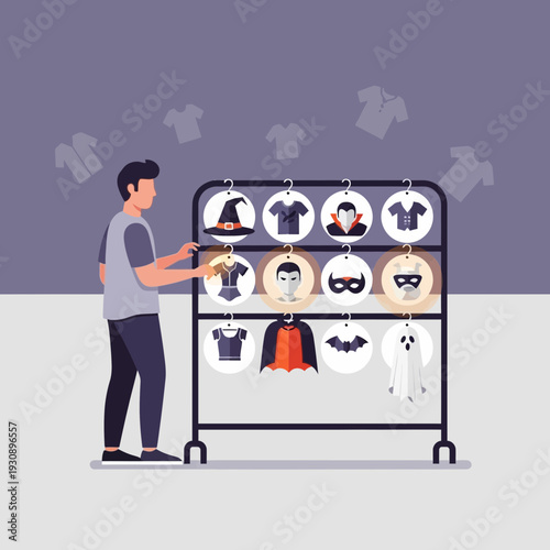 Person Selecting Festive Apparel From A Display Rack For Celebrations