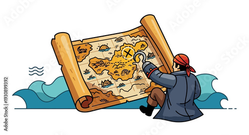 Pirate Mapping Treasure Island Adventure Quest Exploration Discovery