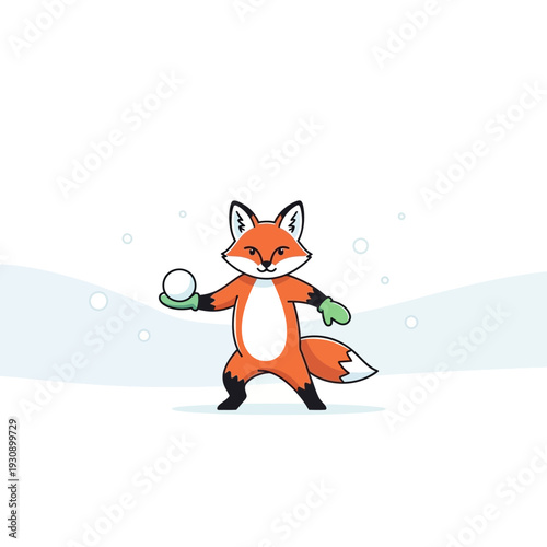 Playful Fox Enjoys Snowy Winter Fun With Snowball