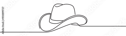 Cowboy hat continuous line art drawing illustration captures the essence of western culture and rugged individualism.