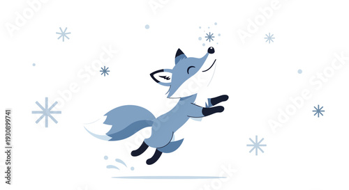 Playful Fox Jumps Joyfully Through Falling Snowflakes