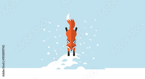 Playful Fox Leaping Through Falling Snowflakes in a Winter Wonderland