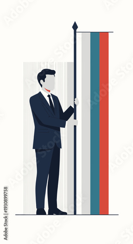 Professional Man Raising National Flag Symbolizing Patriotism And Unity