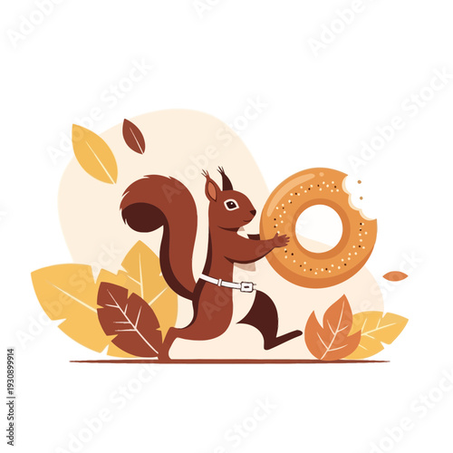 Playful Squirrel with a Delicious Donut