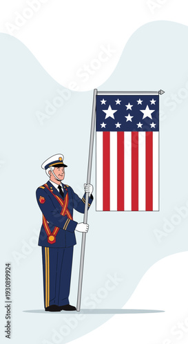 Proud Marine Honors American Flag Displayed with Dignity and Respect