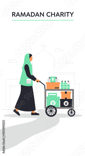 Ramadan Charity Generosity Islamic Giving and Community Support Illustration
