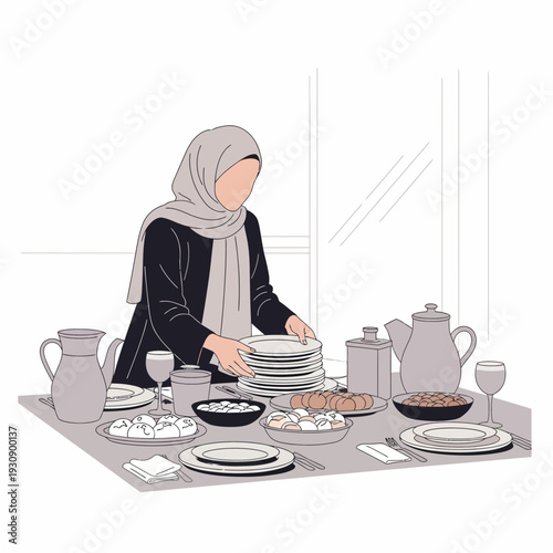 Preparing A Festive Meal Setting For Family Gathering Mealtime Preparation