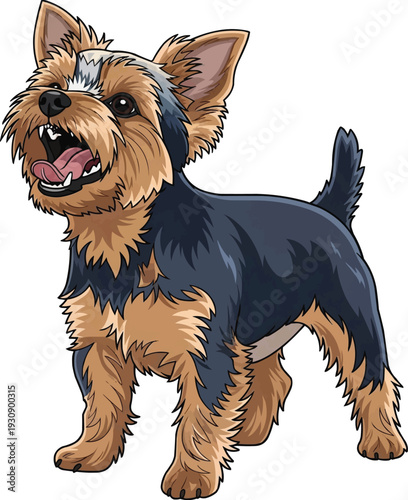 Yorkshire Terrier dog barking alert playful talkative illustration