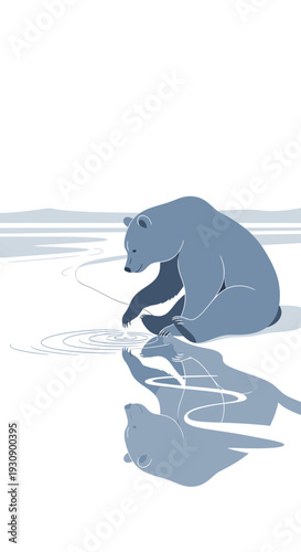 Reflective Bear Pondering Nature's Calm Serenity by the Water