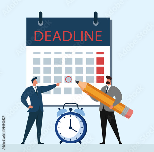 Businessmen Planning Schedule and Marking Important Deadline on Calendar, Effective time management strategies, setting critical business deadlines, scheduling and project planning