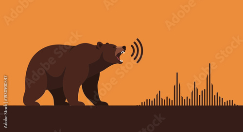 Roaring Bear Communicating Sound Waves And Audio Spectrum