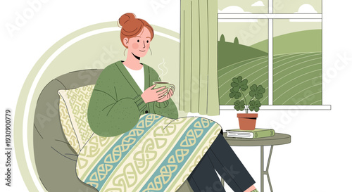 Relaxed Woman Sipping Beverage Indoors In A Cozy, Calm Setting Enjoying Peacefulness