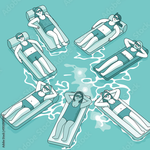 Relaxing Poolside Vacation Vibes People Floating On Inflatables Summer Fun