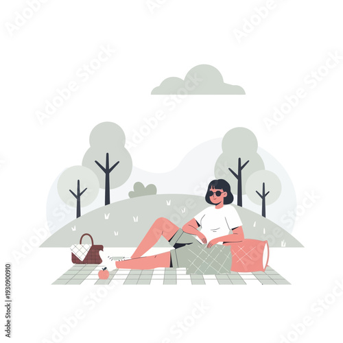 Relaxing Picnic Scene Outdoors In A Park On A Sunny Day