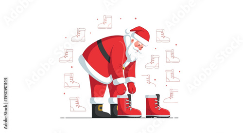 Santa Claus Prepares For Christmas Eve By Trying On New Festive Boots