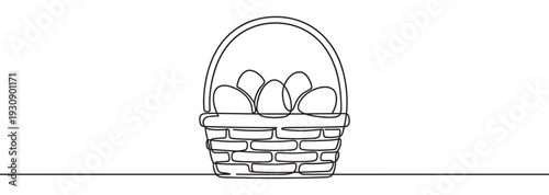 Basket of eggs continuous line drawing illustration capturing the essence of spring and Easter holiday celebration.