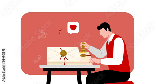 Sealing Love Letters With Artistic Touch Illustrating Emotional Connection and Sentimental Message