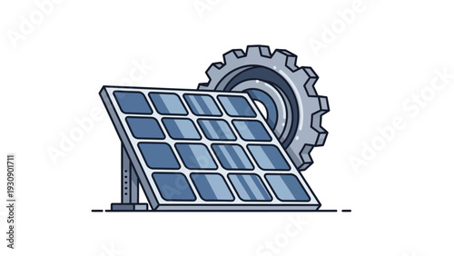 Solar panel and gear illustration