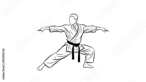 Karate practitioner in a defensive stance