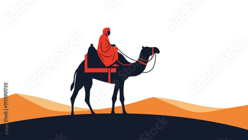 Person in desert riding a camel