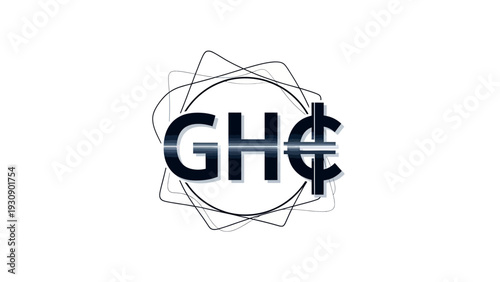 Ghanaian cedi symbol with abstract design