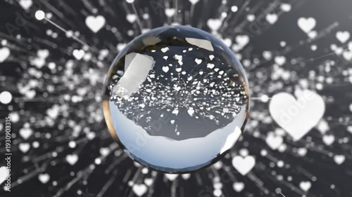 Wallpaper Mural Heart inside glowing sphere with futuristic connection network on black Torontodigital.ca