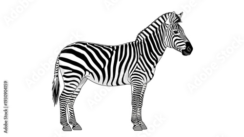 A stylized illustration of a zebra standing against a white background.