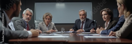 A group of professionals gathered around a conference table for a discussion.