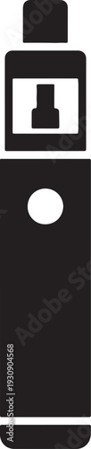 Black silhouette of a vape pen with rounded edges and a white oval button also transparent background