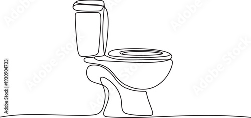 One continuous drawn single art line doodle sketch toilet. one line Icon drawing