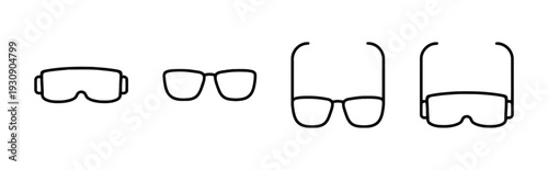 Assortment of glasses icons including goggles and eyeglasses