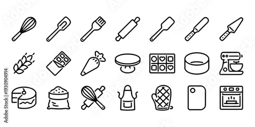 Baking and cooking utensils and ingredients set