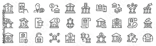 Bank and finance icons set for financial services and banking